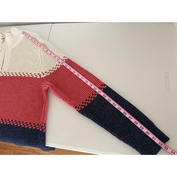 L.L.Bean 100% Organic Cotton Waffle Knit 1/4 Zip Pullover Sweater Men Size L - Picture 7 of 9